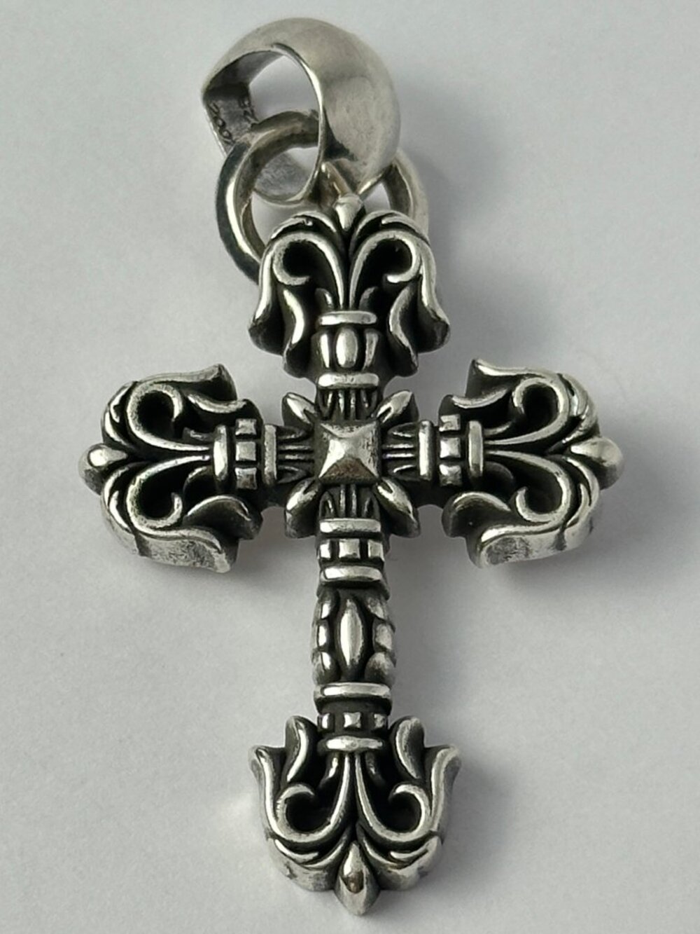Gothic Silver Cross Flame Design Pendant